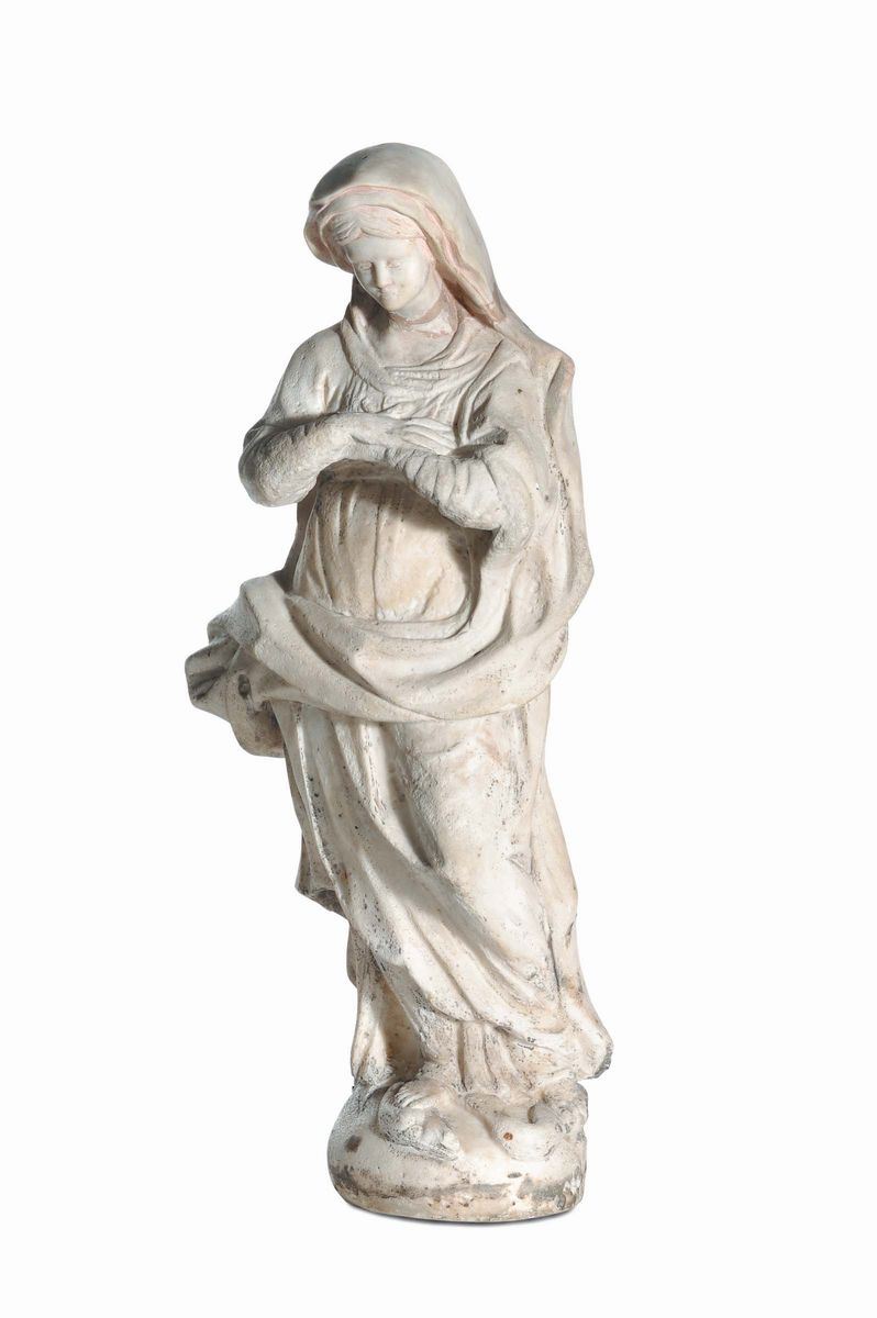 Scultura in marmo bianco raffigurante Madonna, XVIII secolo  - Auction Antiques and Old Masters - Cambi Casa d'Aste