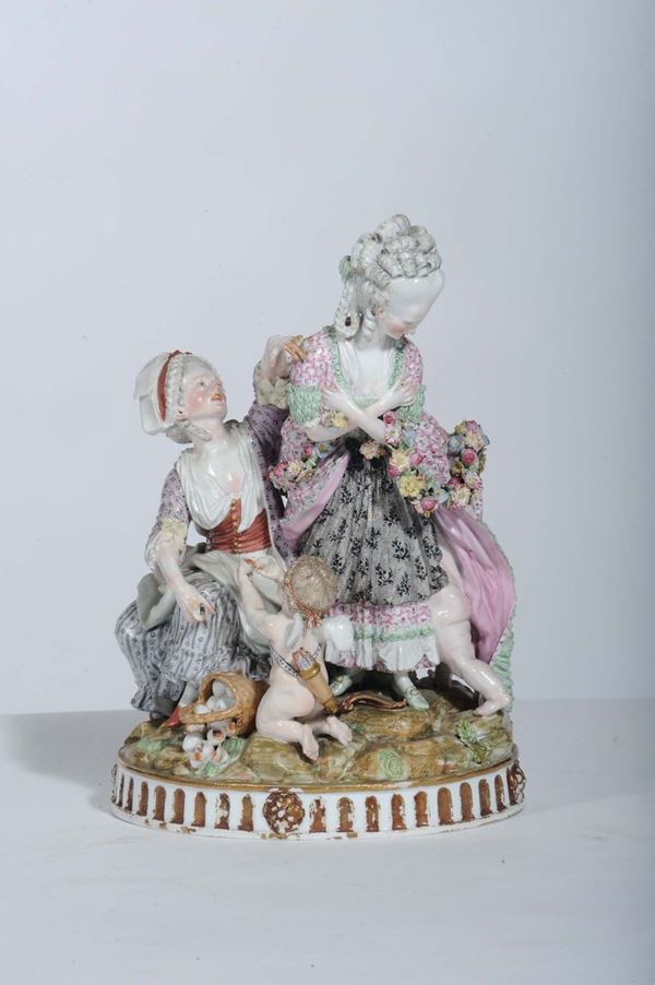 Gruppo in porcellana con figure, XIX secolo