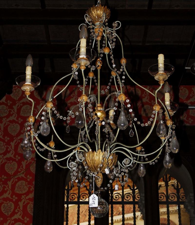 Coppia di lampadari con cristalli  - Asta Antiquariato e Dipinti Antichi - Cambi Casa d'Aste