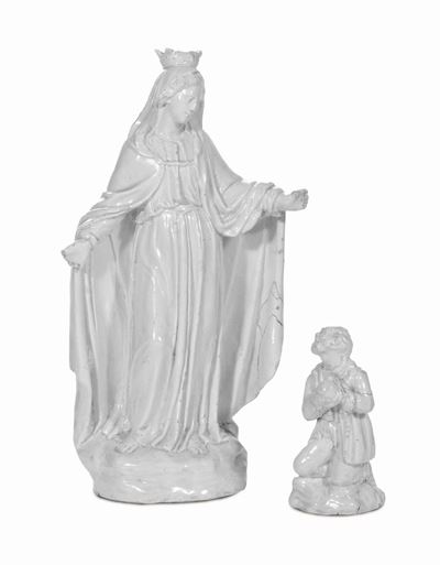 Madonna con il Beato Botta in Ceramica Bianca, XVIII Secolo