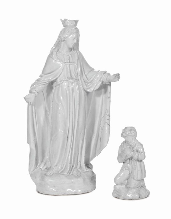 Madonna con il beato Botta in ceramica bianca, XVIII secolo