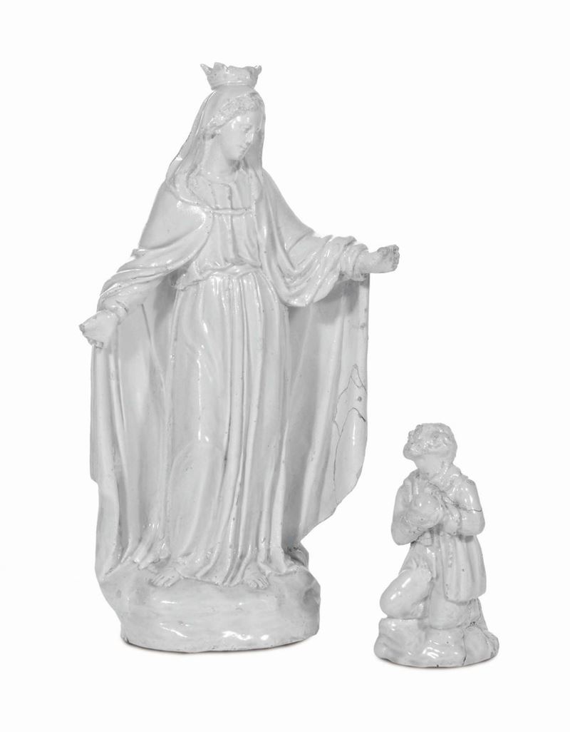Madonna con il beato Botta in ceramica bianca, XVIII secolo  - Asta Antiquariato e Dipinti Antichi - Cambi Casa d'Aste