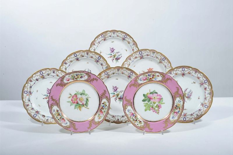 Sei piatti in porcellana con decoro alla rosa - Auction Antiques