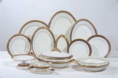 Servizio in Porcellana a Decoro Blu e Oro, Limoges