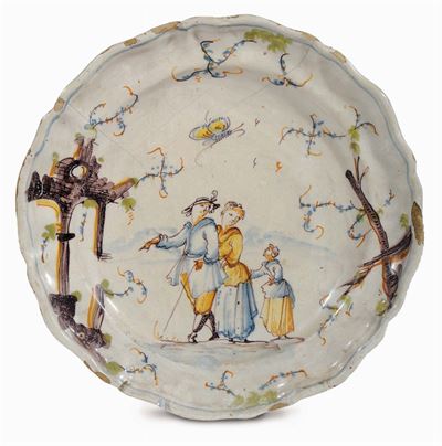 Piatto in Maiolica a Decoro Policromo, Savona XVII Secolo
