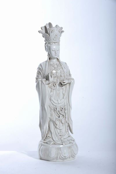 Guanin in Porcellana Bianca, Cina XIX Secolo