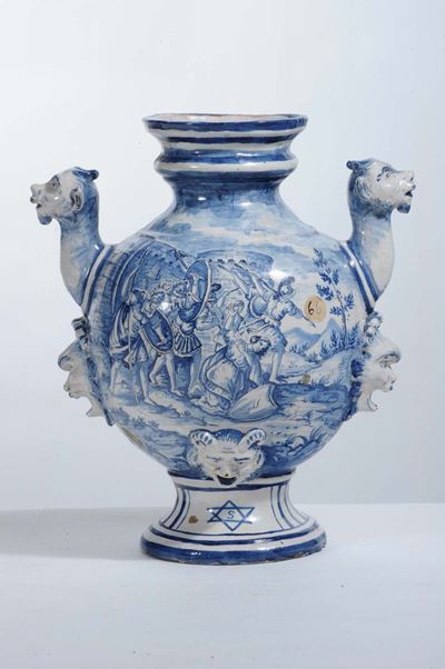 Vaso Vecchia Savona in Ceramica Bianca e Blu