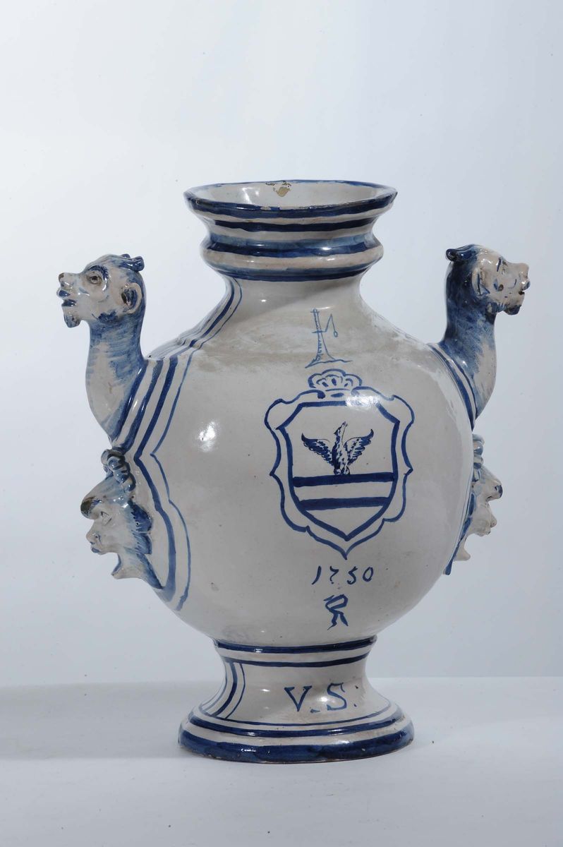 Vaso Vecchia Savona in Ceramica Bianca e Blu