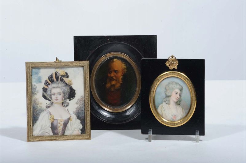 Tre miniature diverse in cornice  - Auction Antiques and Old Masters - Cambi Casa d'Aste