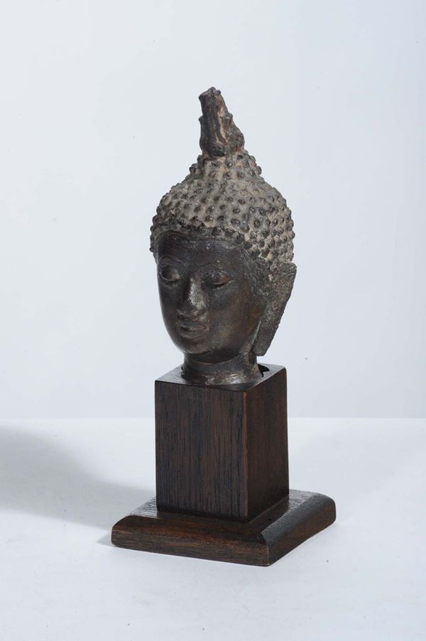 Testa di Buddha in bronzo, Indonesia