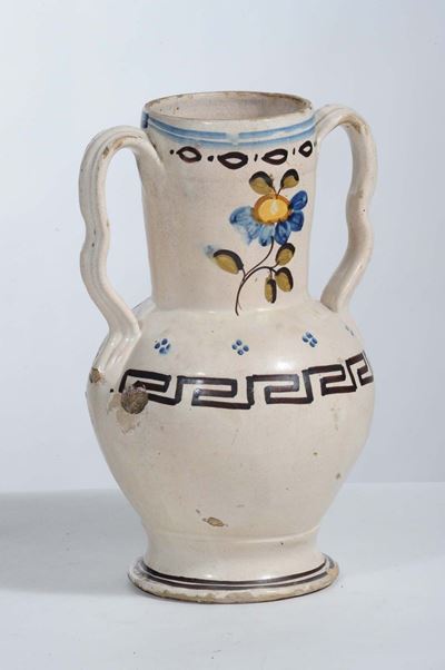 Anfora in Terracotta Decorata in Policromia
