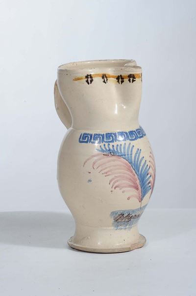 Brocca in Terracotta Decorata in Policromia