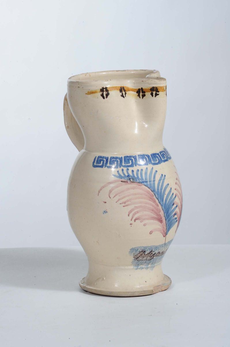 Brocca in terracotta decorata in policromia  - Auction OnLine Auction 02-2012 - Cambi Casa d'Aste