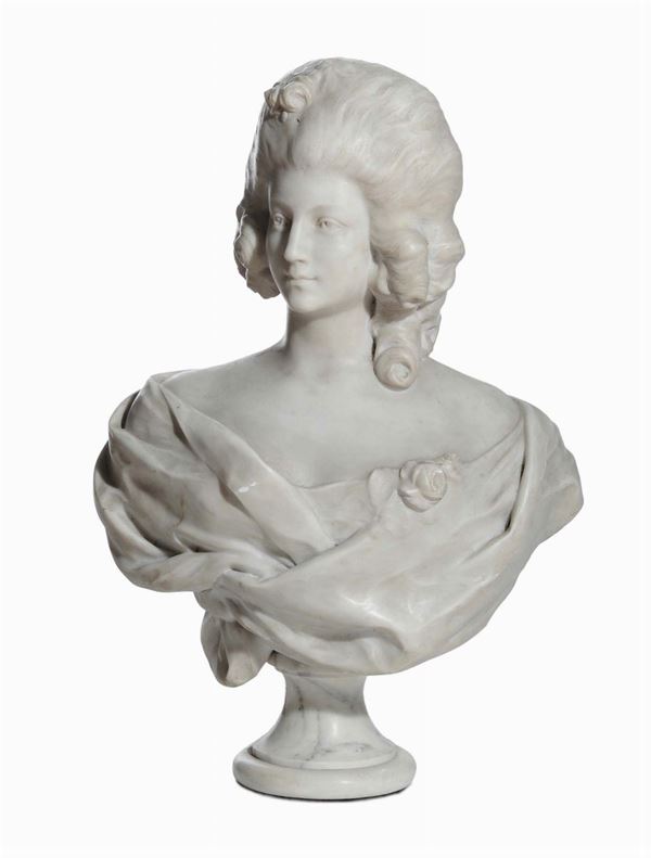 Busto in marmo raffigurante figura femminile, XIX secolo