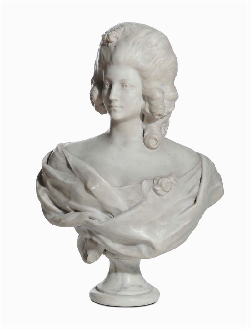 Busto in marmo raffigurante figura femminile, XIX secolo  - Asta Antiquariato e Dipinti Antichi - Cambi Casa d'Aste