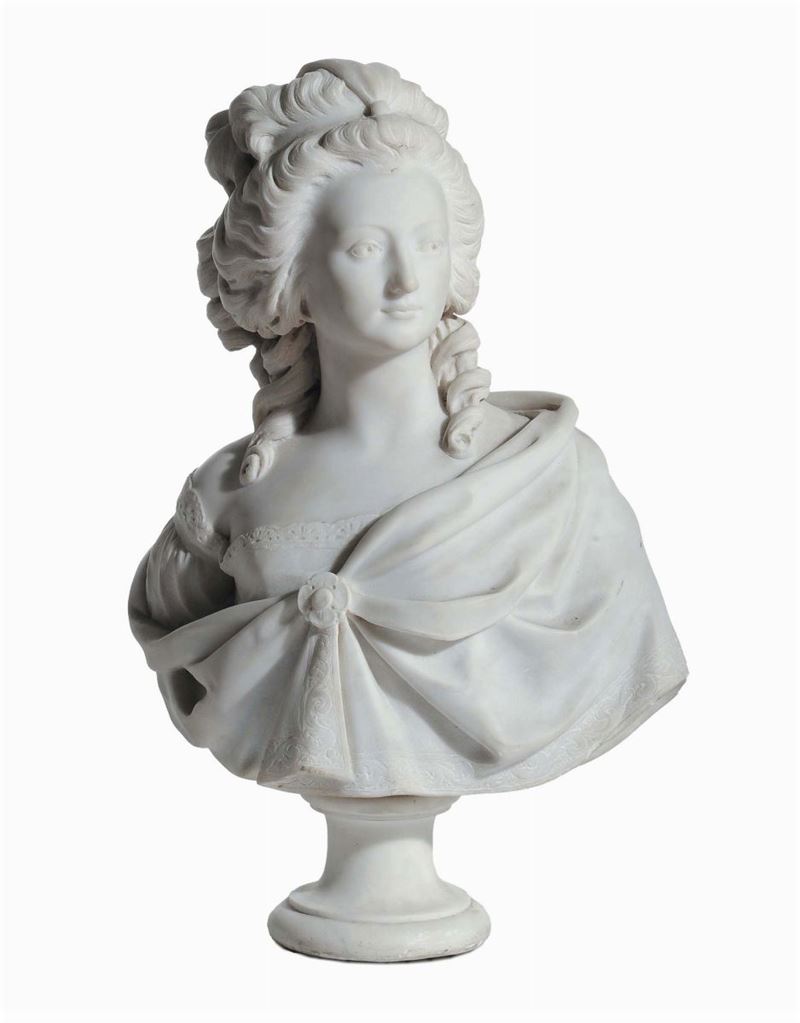 Busto in marmo raffigurante figura femminile, XIX secolo  - Asta Antiquariato e Dipinti Antichi - Cambi Casa d'Aste