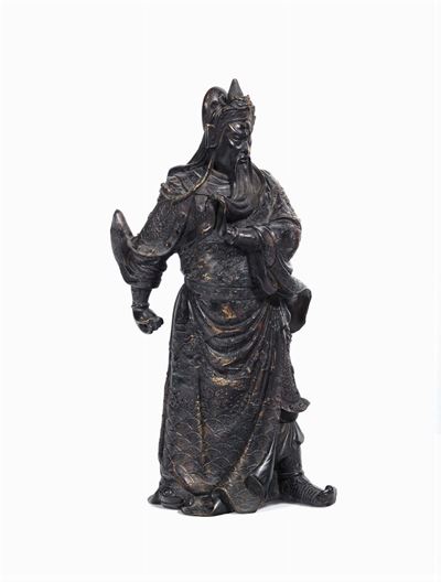 Scultura in Bronzo Raffigurante Guerriero, Cina XIX Secolo