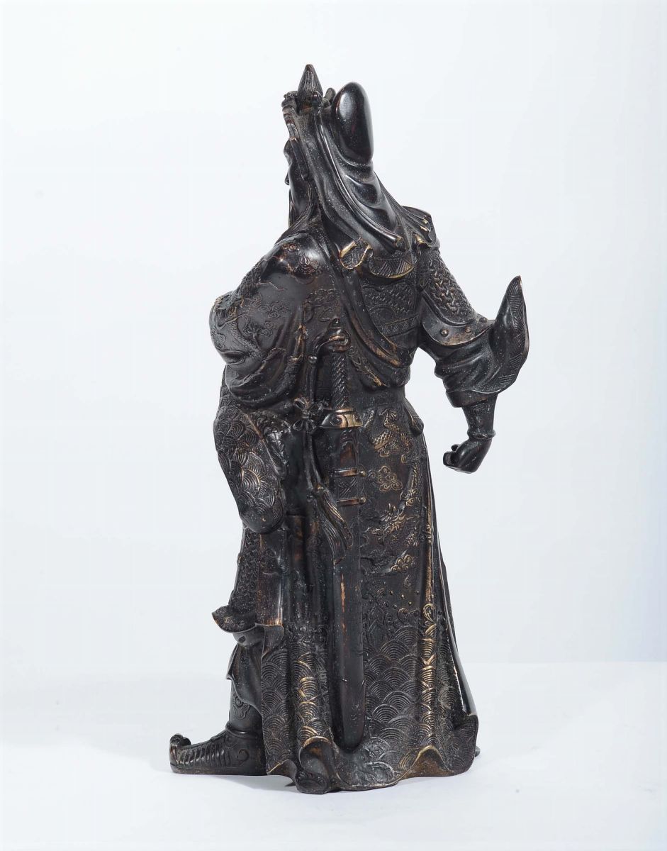 Scultura in Bronzo Raffigurante Guerriero, Cina XIX Secolo