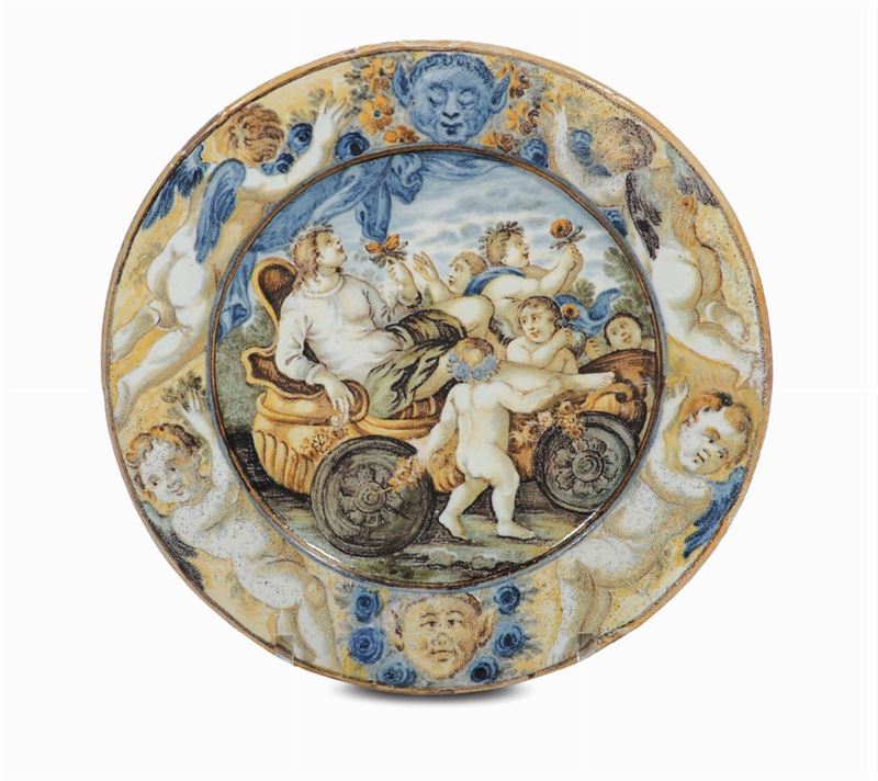 Piattino in maiolica, Castelli, XVIII secolo  - Asta Antiquariato e Dipinti Antichi - Cambi Casa d'Aste