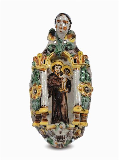 Acquasantiera in Maiolica, Ariano Iripno XVIII Secolo