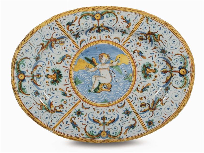 Piatto ovale in maiolica Deruta, XVII secolo  - Auction Antiques and Old Masters - Cambi Casa d'Aste