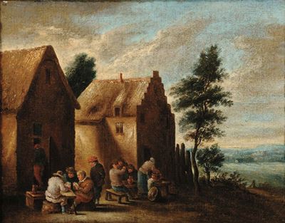 Scuola Fiamminga del XVIII Secolopaesaggio con Figure