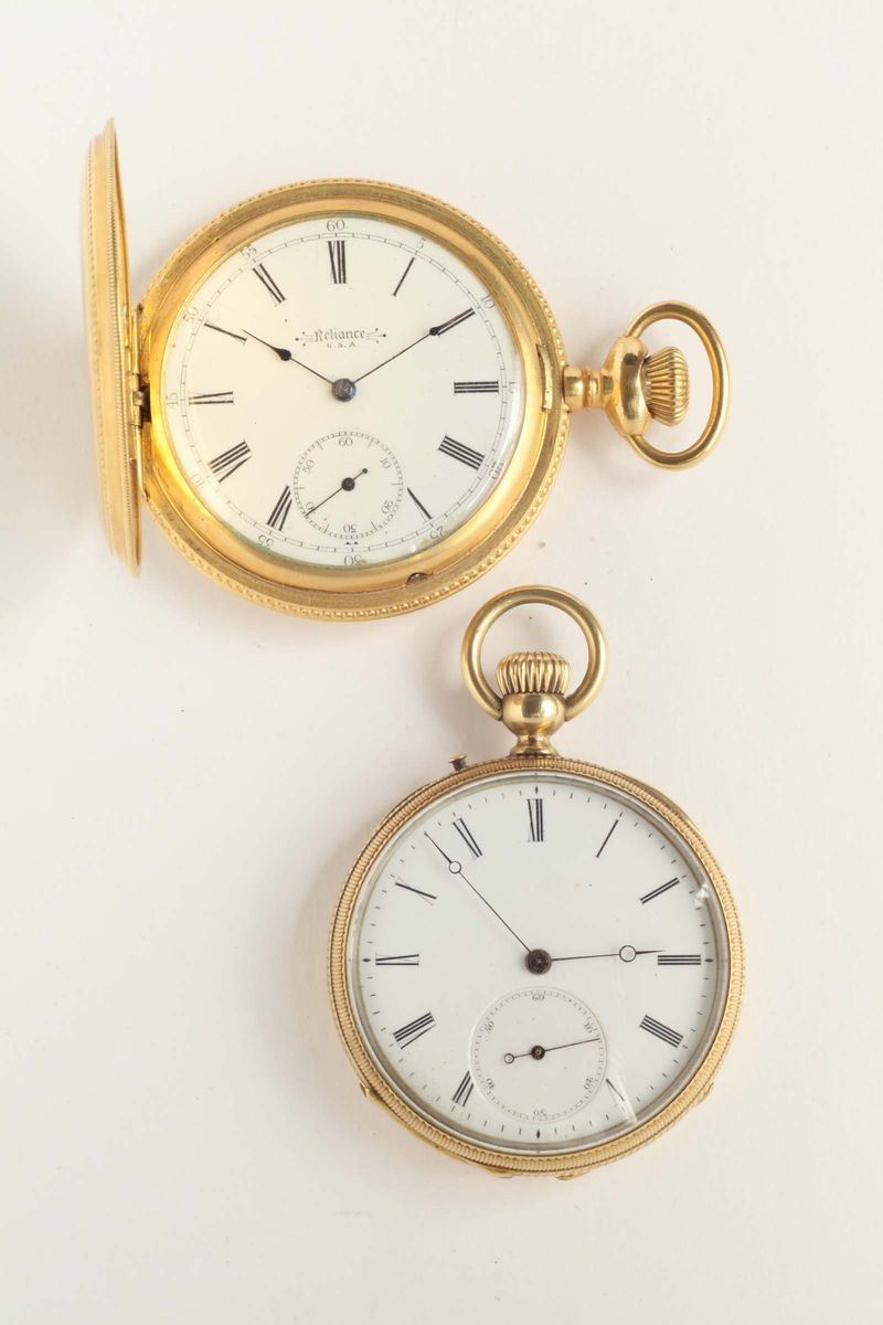Lotto composto da due orologi da tasca Ancre Ligne Droiter e Reliance U.S.A.  - Auction Silvers, Ancient and Comtemporary Jewels - Cambi Casa d'Aste