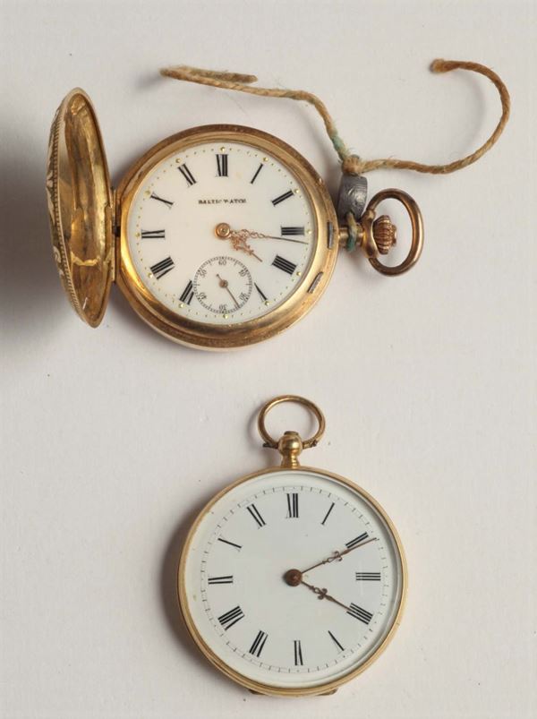 o composto da due orologi da tasca Cilindre Muit Rubis e Baltic Watch
