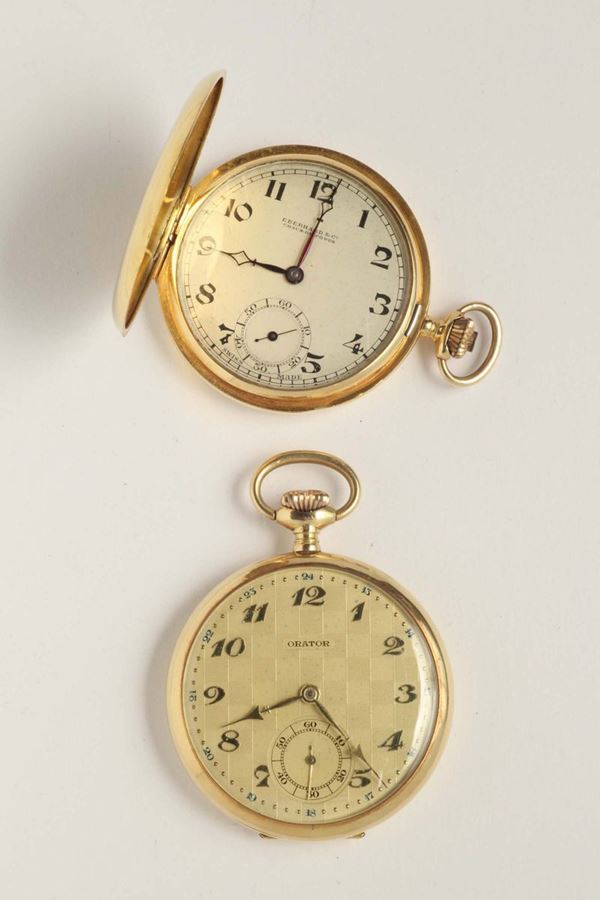 Lotto composto da due orologi da tasca Eberhard e Orator Precision