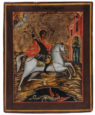 Icona Raffigurante San Giorgio e il Drago, Russia Inizio XIX Secolo