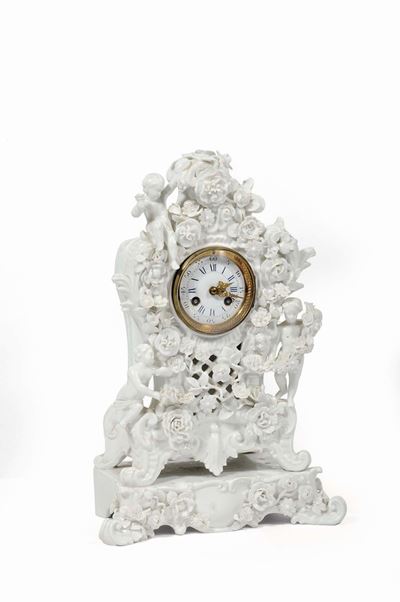 Pendola in Porcellana Bianca di Meissen, XIX Secolo