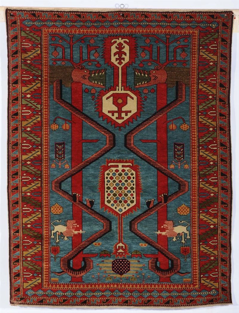 Tappeto caucasico  a preghiera, fine XIX inizio XX secolo  - Asta Antiquariato e Dipinti Antichi - Cambi Casa d'Aste