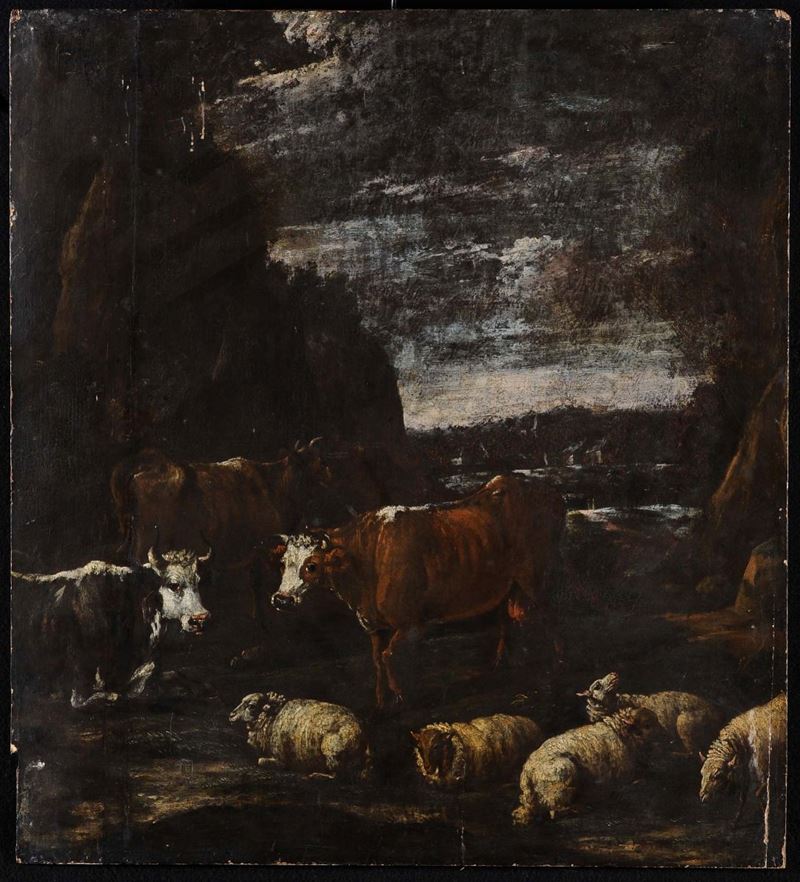 Scuola del XVIII secolo Scena pastorale  - Asta Asta OnLine 02-2012 - Cambi Casa d'Aste