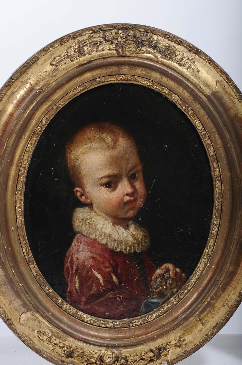 Antonio Mercurio Amorosi (1660-1738)bambino con Veste Blu e Mela Bambino con Veste Rossa e Grappo...