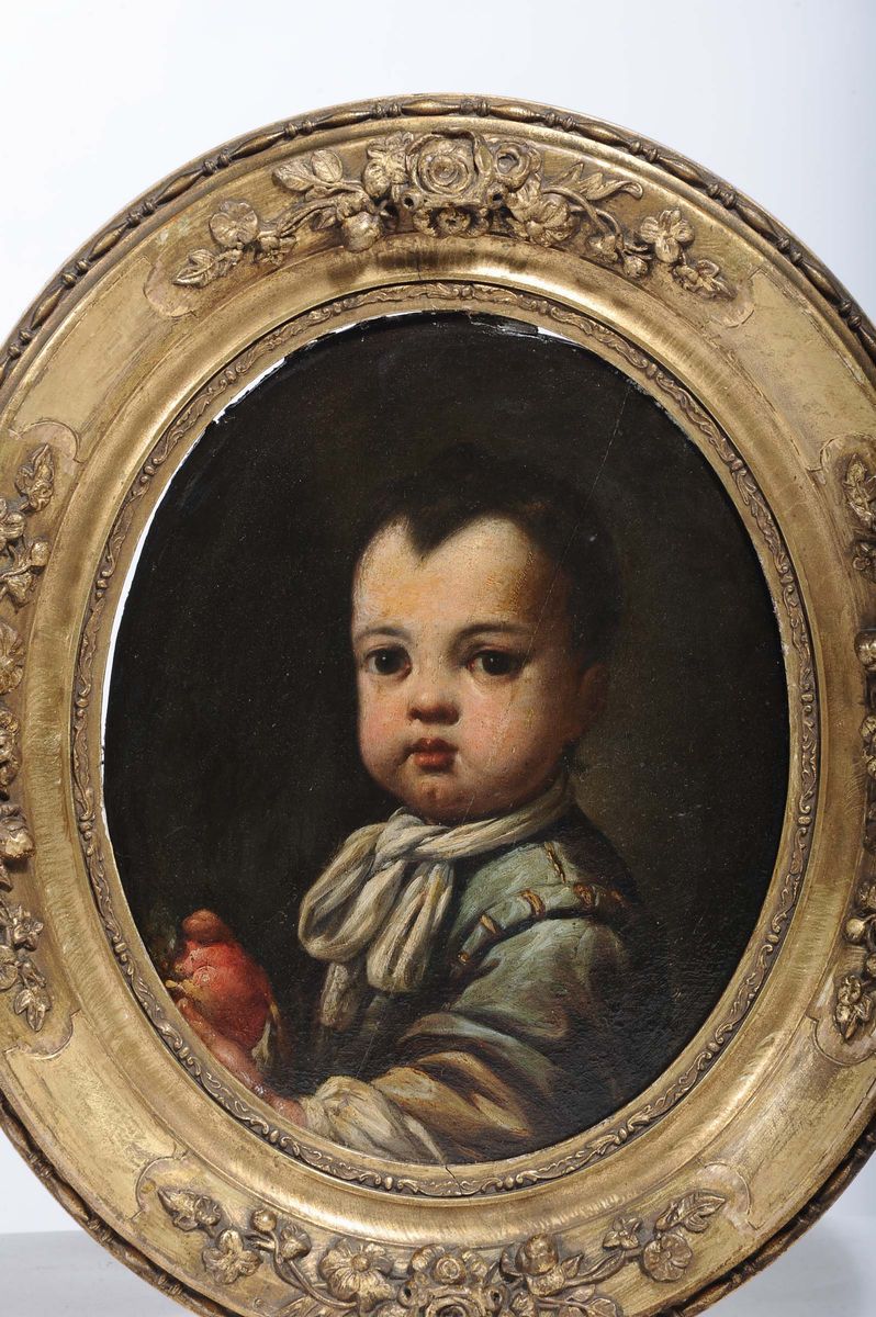 Antonio Mercurio Amorosi (1660-1738)bambino con Veste Blu e Mela Bambino con Veste Rossa e Grappo...