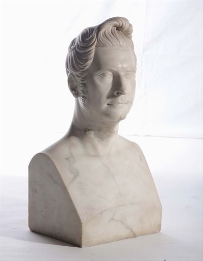 Busto in Marmo Raffigurante Personaggio Maschile, XIX Secolo
