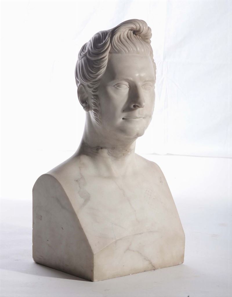 Busto in marmo raffigurante personaggio maschile, XIX secolo  - Auction Antiques and Old Masters - Cambi Casa d'Aste