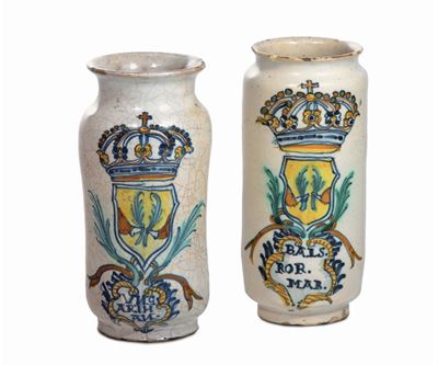 Coppia di Albarelli in Ceramica, XVIII Secolo