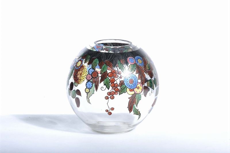 Vedar: vaso globulare in smalti policromi  - Auction OnLine Auction 02-2012 - Cambi Casa d'Aste
