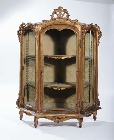 Vetrinetta Luigi Filippo in Legno Intagliato e Dorato