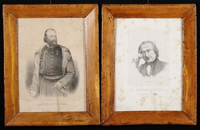 Due Stampe Raffiguranti Garibaldi e D’azeglio