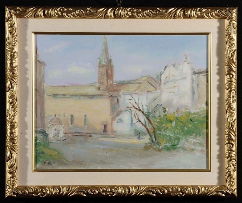 Giovanni Fasce (1936-2006) Piazza Sarzano  - Asta Antiquariato e Dipinti Antichi - Cambi Casa d'Aste