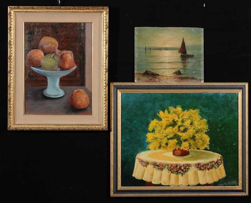 Lotto di tre dipinti tra cui Bottino e Monmond  - Auction Antiques and Old Masters - Cambi Casa d'Aste