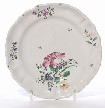 Piatto in Maiolica Firmato Jacques Boselly a Decoro Floreale