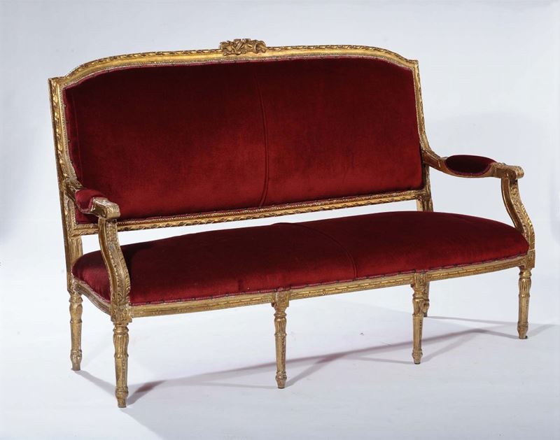 Divanetto in stile in legno intagliato e dorato  - Auction Antiques and Old Masters - Cambi Casa d'Aste