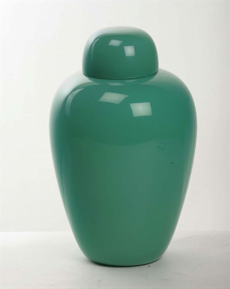 Potiche in vetro smeraldo Venini  - Auction OnLine Auction 02-2012 - Cambi Casa d'Aste