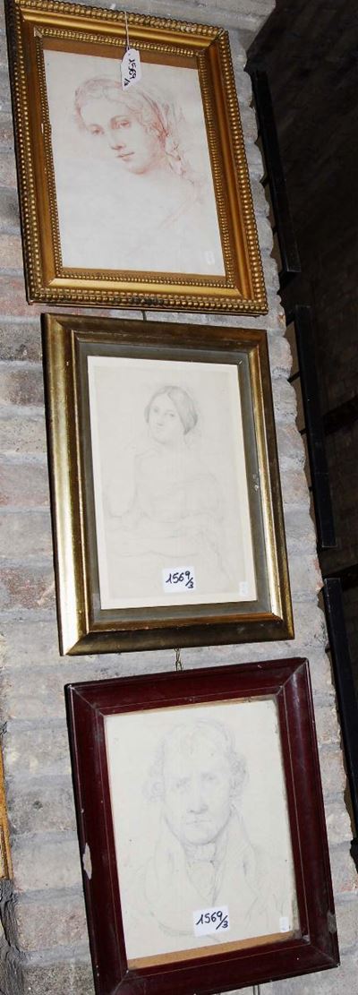 Lotto di Tre Disegni in Cornice