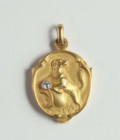 Pendente, Portaritratti in Oro Satinato