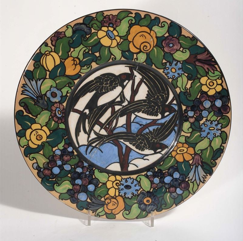 La Salamandra - Perugia Piatto in ceramica  - Auction Decorative Arts of Twenty Century and Design - Cambi Casa d'Aste
