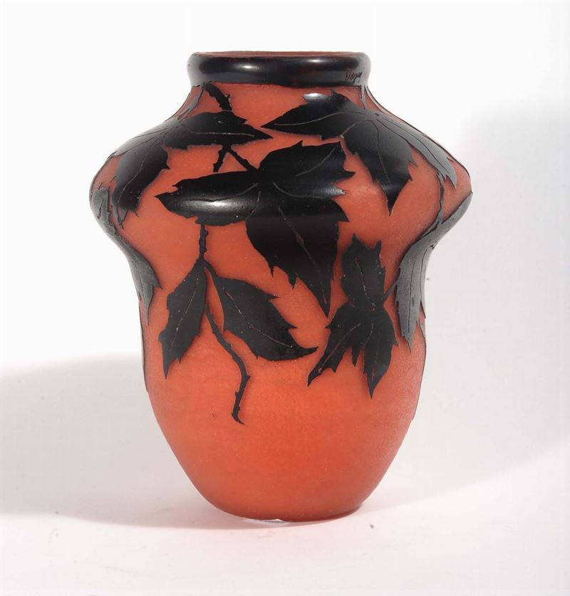 Degué - Francia Vaso in vetro arancione  - Asta Arti Decorative del XX secolo e Design - Cambi Casa d'Aste